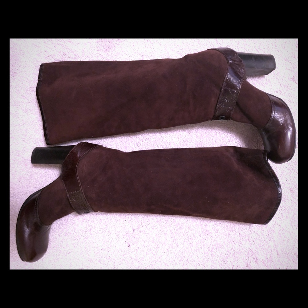 Italian suede knee length boots